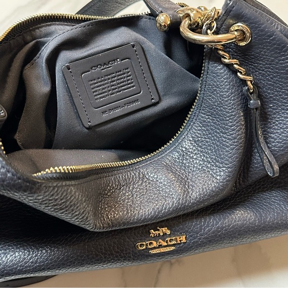 Authentic Coach MIA Shoulder Bag - Navy Blue | F28966 | Refined Pebble Leather - Picture 9 of 16